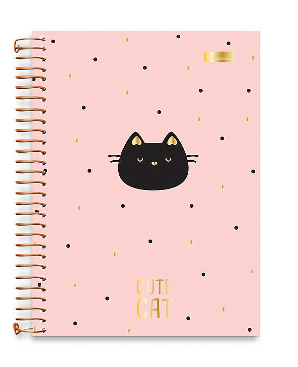 Caderno colegial 01 matéria capa dura Cute Cat CC01