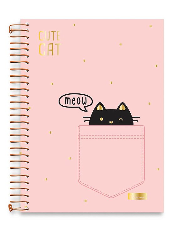 Caderno colegial 01 matéria capa dura Cute Cat CC04
