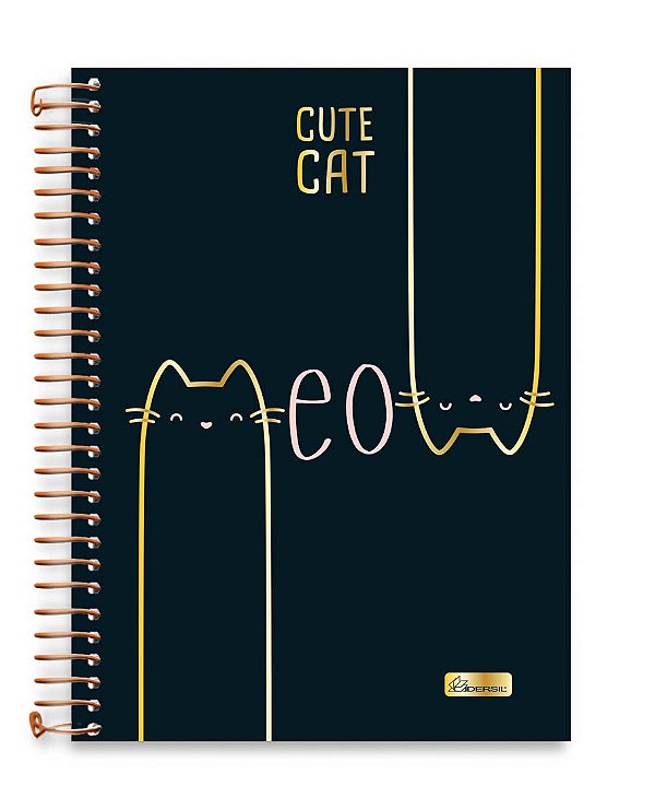 Caderno colegial 10 matérias capa dura Cute Cat CC02
