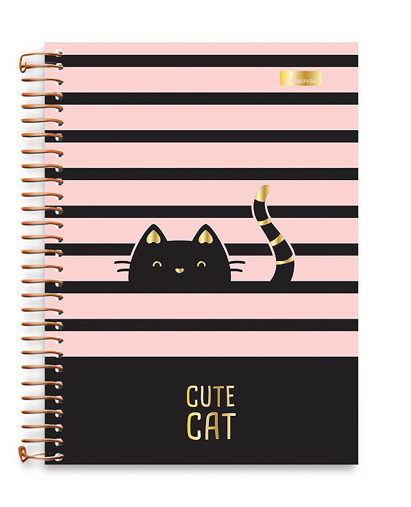 Caderno colegial 10 matérias capa dura Cute Cat CC03