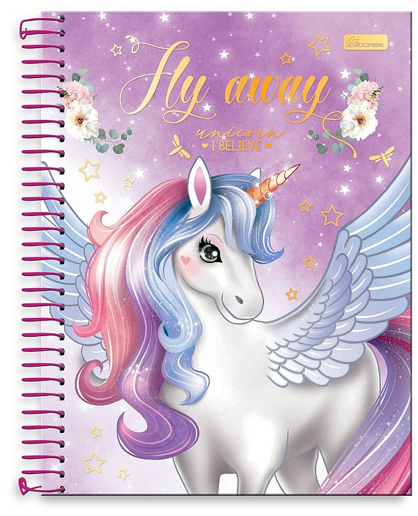 Caderno universitário 01 matéria capa dura Unicorn, I Believe UIB03
