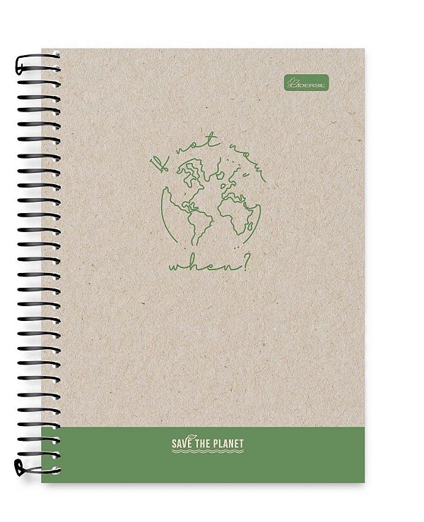Caderno colegial 15 matérias capa dura Save the Planet STP04