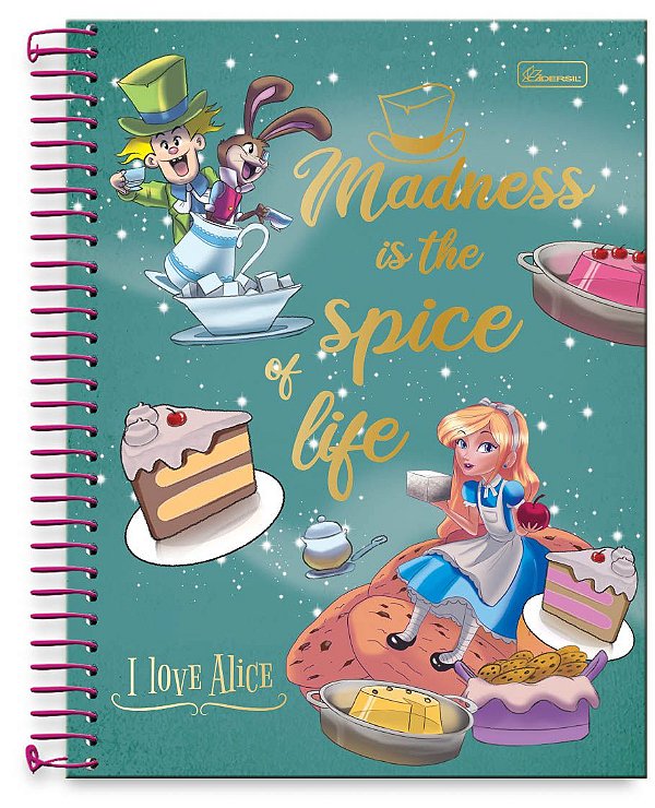 Caderno universitário 01 matéria capa dura I Love Alice ILA01