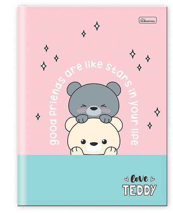 Caderno Capa Dura Costurado Brochura ¼ Love Teddy LTB1402