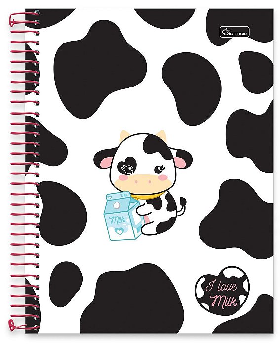 Caderno universitário 01 matéria capa dura I Love Milk ILM01