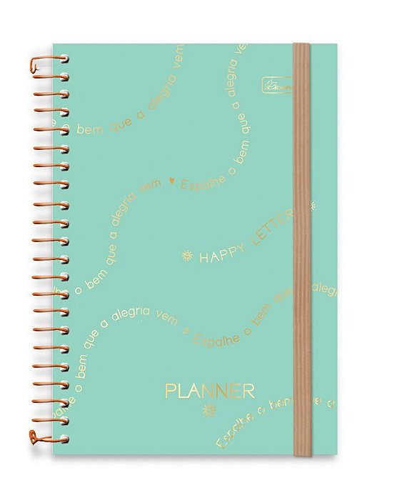 Planner Espiralado Capa Dura Com Elástico Formato Happy Letters HTPB01