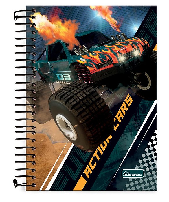 Caderno ¼ capa dura Action Cars AC1401