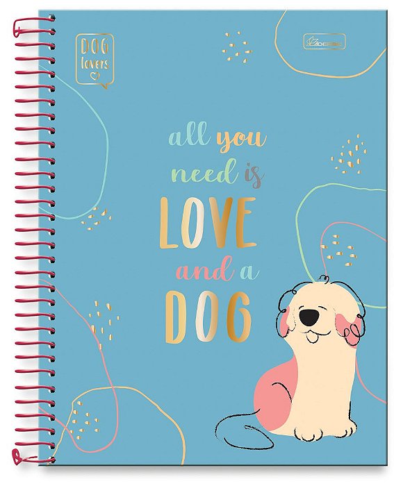 Caderno universitário 15 matérias capa dura Dog Lovers DL02