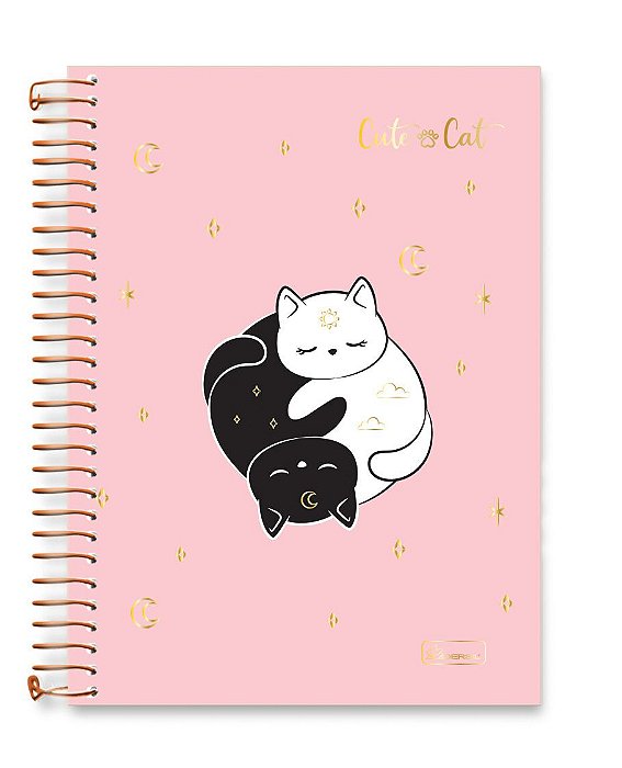 Caderno colegial 10 matérias capa dura Cute Cat CC01