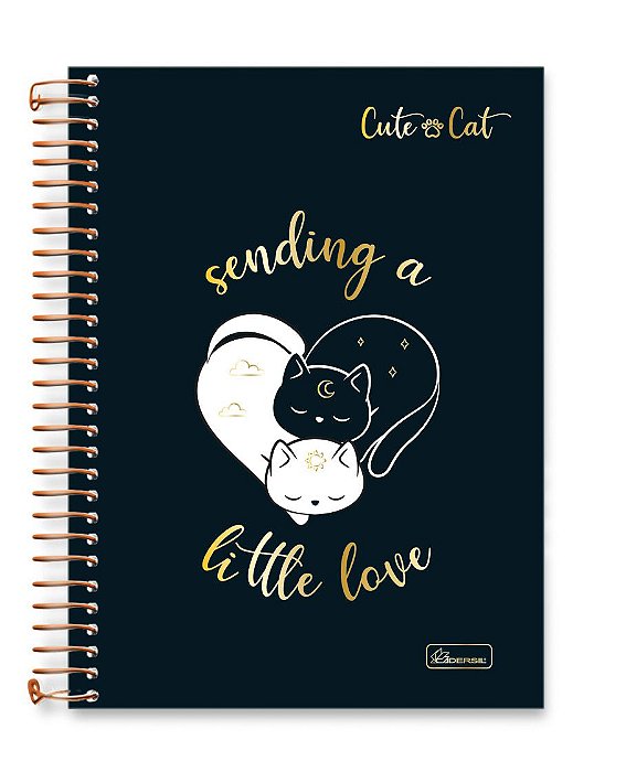 Caderno colegial 10 matérias capa dura Cute Cat CC03