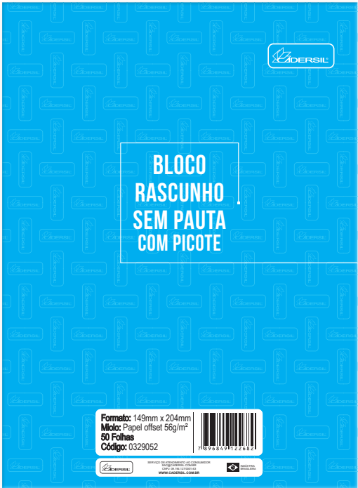 RASCUNHO COM PICOTE SEM PAUTA â€“ GRANDE Offset 90g 50 folhas (pacote com 10 unidades )