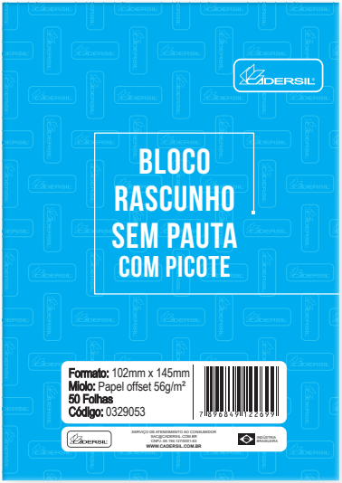 RASCUNHO COM PICOTE SEM PAUTA â€“ PEQUENO Offset 90g 50 folhas (pacote com 10 unidades )