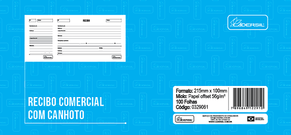 RECIBO COMERCIAL COM CANHOTO Offset 90g 50 folhas (pacote com 10 unidades )
