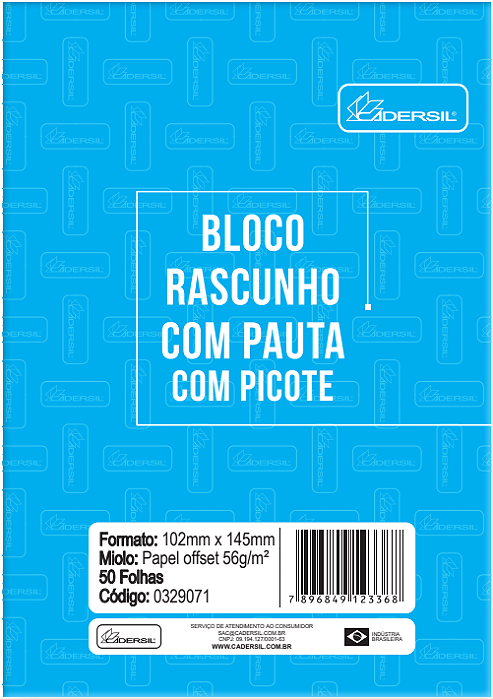 RASCUNHO COM PICOTE COM PAUTA - PEQUENO Offset 90g 50 folhas (pacote com 10 unidades )