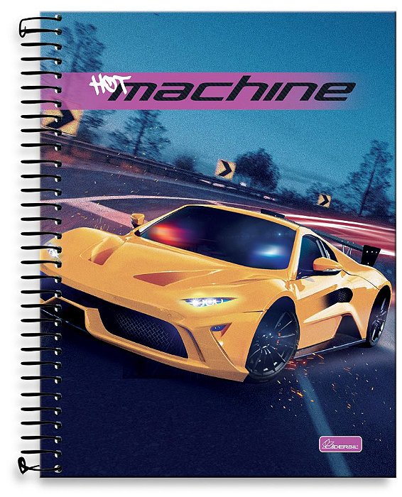 Caderno universitário 01 matéria capa dura Hot Machine HM02