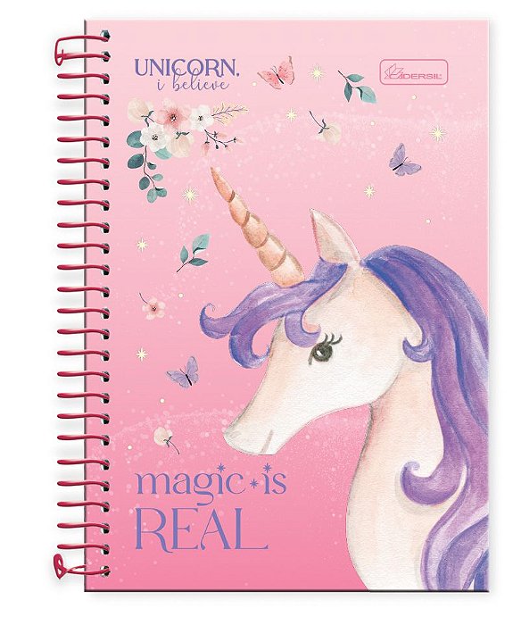 Caderno universitário 20 matérias capa dura Unicorn, I Believe UIB02