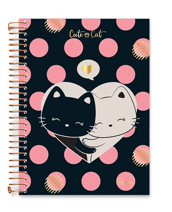 Caderno 1/4 capa dura Cute Cat CC1402