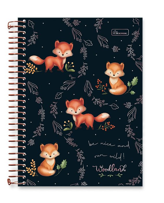 Caderno colegial 15 matérias capa dura Woodland WL04