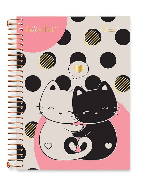 Caderno 1/4 capa dura Cute Cat CC1404