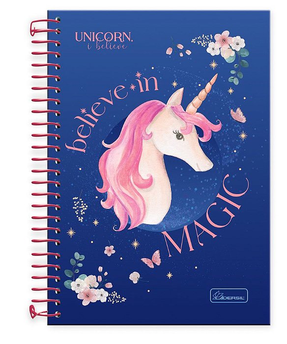 Caderno universitário 01 matéria capa dura Unicorn, I Believe UIB04