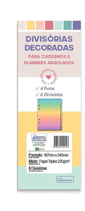 Refil Divisórias Gradiente - Cadernos e planners argolados Refis DCPR02
