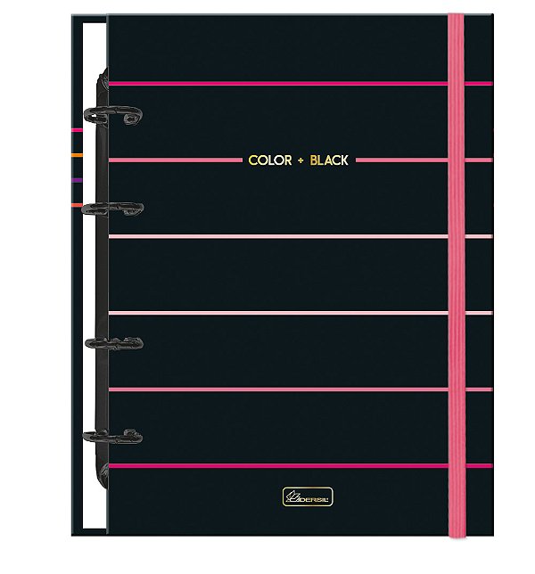 Caderno Colegial Argolado Criativo Capa dura com E Color + Black CBA01