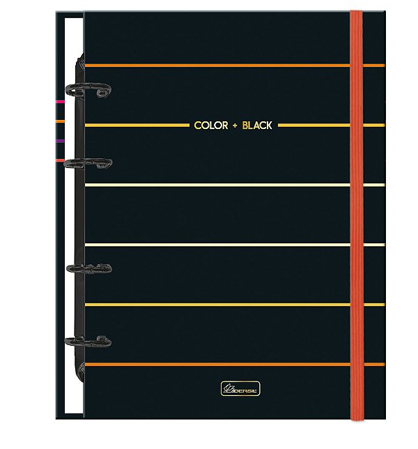 Caderno Colegial Argolado Criativo Capa dura com E Color + Black CBA02