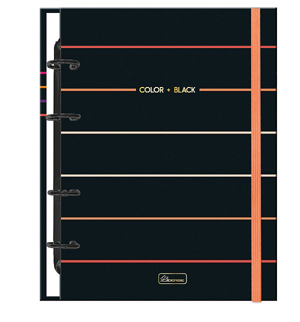 Caderno Colegial Argolado Criativo Capa dura com E Color + Black CBA04