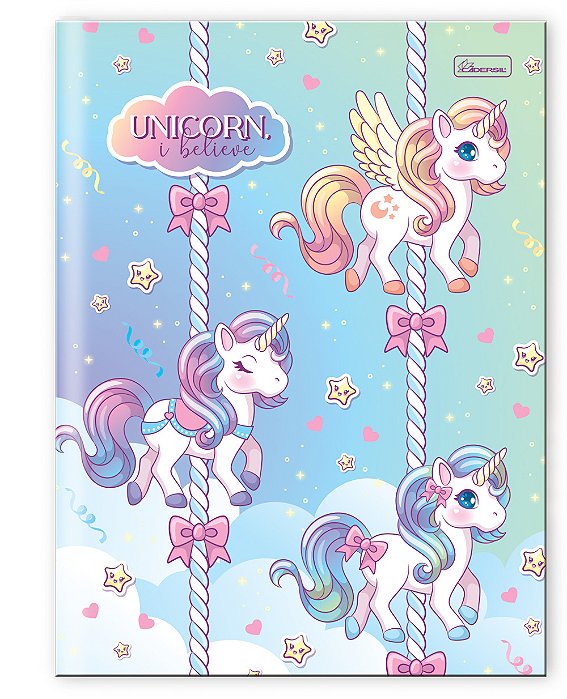 Caderno Capa Dura Costurado Brochura ¼ Unicorn, I Believe UIBB03