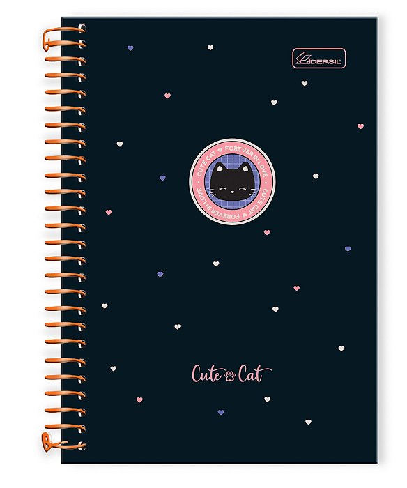 Caderno Colegial 01 Matéria Capa Dura Cute Cat CC01