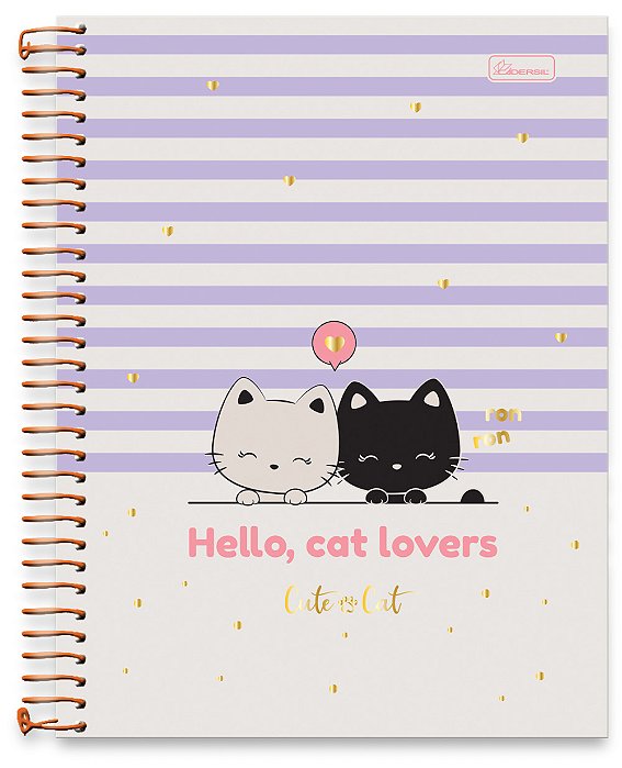 Caderno Colegial 01 Matéria Capa Dura Cute Cat CC04