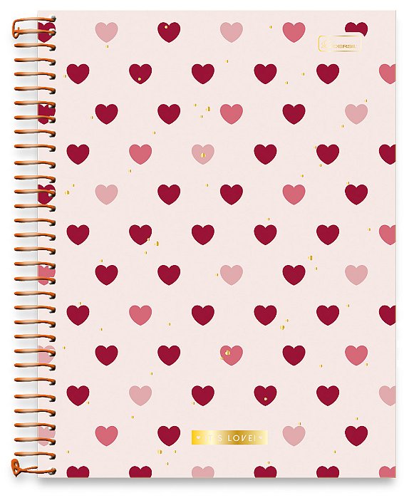 Caderno Colegial 10 Matérias Capa Dura It's Love ILU04