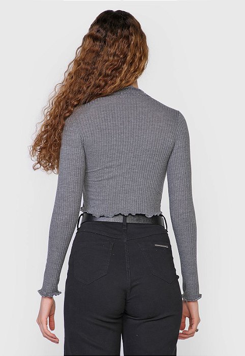 CROPPED CANELADA CINZA