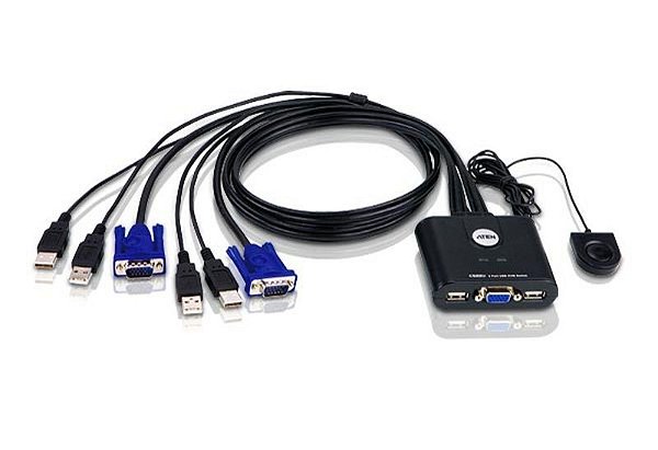 CS22U Comutador KVM de 2 portas por cabo USB VGA com seletor de portas remoto