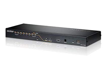 KH2508A Comutador KVM com 2 consolas de 8 portas Cat 5 com porta de ligação em cadeia