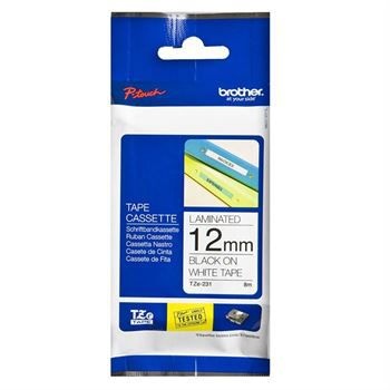 TZe-231 Fita para Rotulador 12mm Preto/ Branco