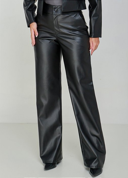 Wide Leg Catarina em Couro Sintético Premium