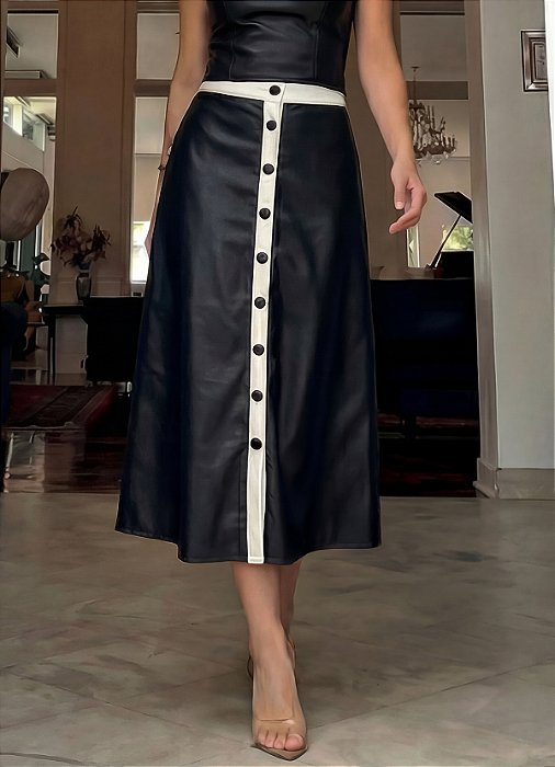 Saia Bicolor Vitória em Couro PU Premium