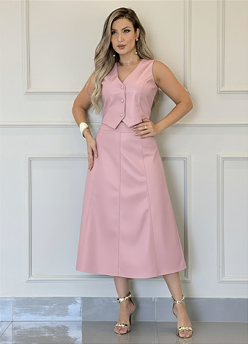 Conjunto Colete Elena e Saia Midi Paola