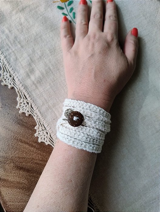 Pulseira em Crochê Cru