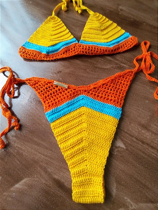 Biquíni Amarelo, azul e laranja