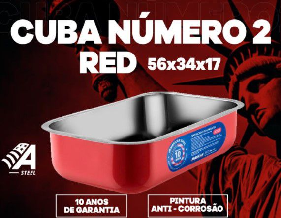 Cuba American Steel Red 2-17 (56x34x17) Aço Inox 304