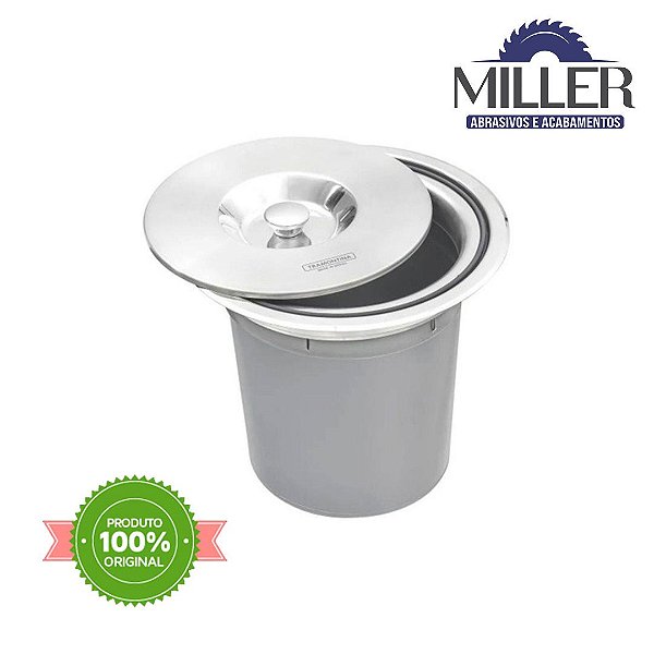 Lixeira de Embutir Tramontina Clean Round em Aço Inox com Balde Plástico 5 L