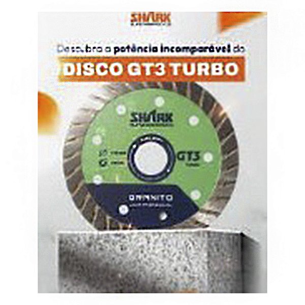 Disco Diamantado Shark GT3 Turbo Corte de Quartzito, Granito, Mármore, Quartzo e Pedra Sintética