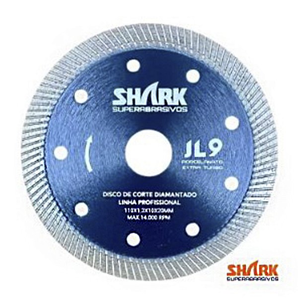Disco de Corte Diamantado Shark JL9 Porcelanatos e Pisos Extra Fino Turbo Profissional Serra Mármore