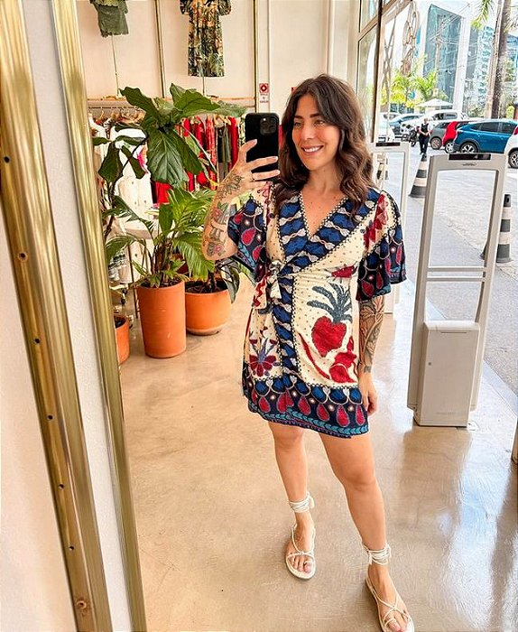 Vestido Curto Brilho Tropical Farm