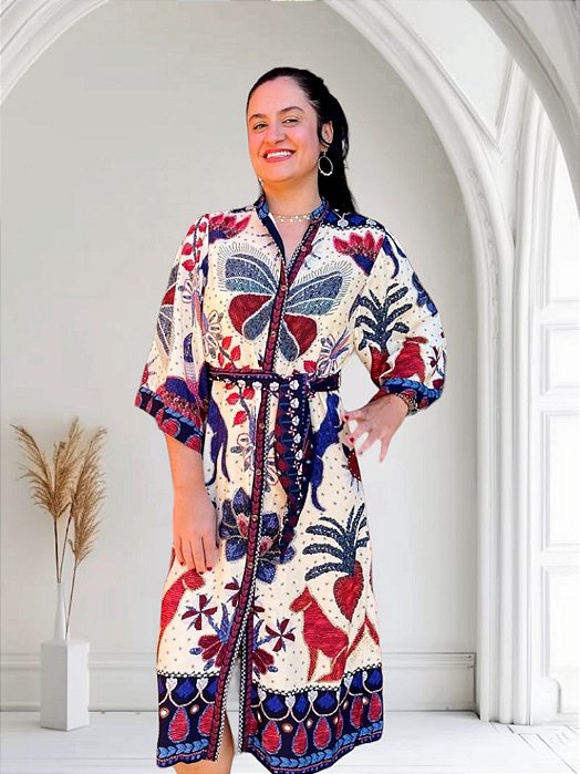 Vestido Camisa Brilho Tropical Farm