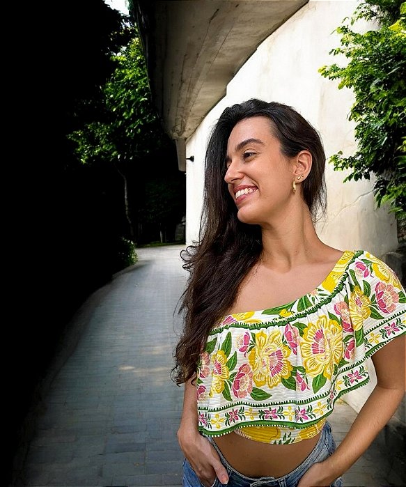 Blusa Babado Floral Bela Farm (sem troca)