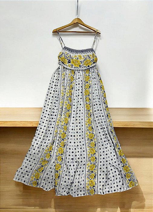 Vestido Pregas Longo Azulina Farm