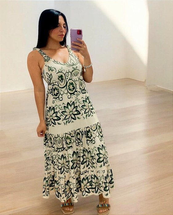 Vestido Midi Aquarela Tropical Farm